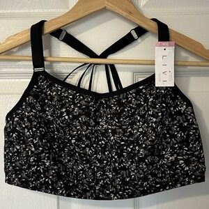 Lane Bryant‎ Livi Low Impact No-Wire Black, White and Gray Activewear Sports Bra